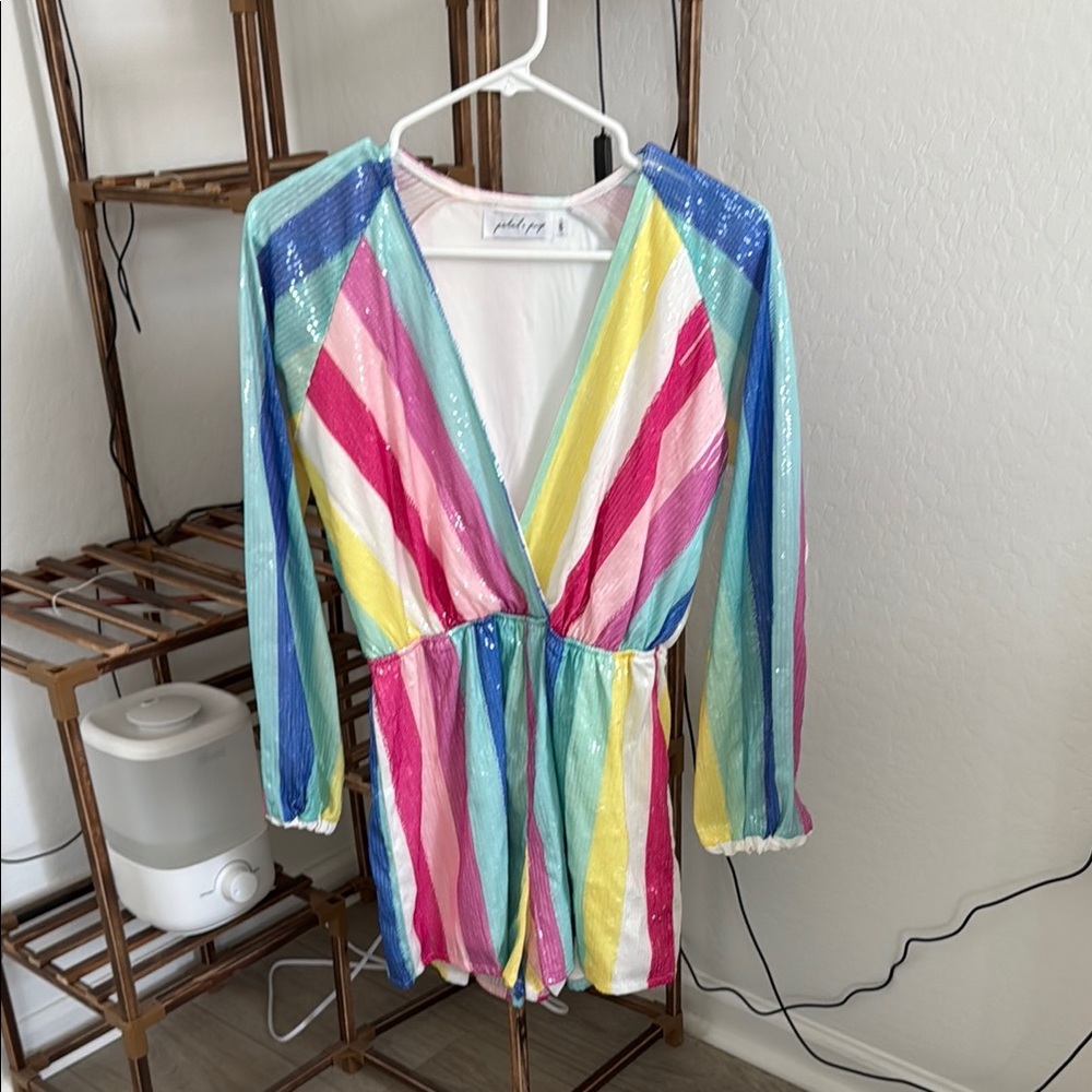 Colorful Striped Sequin Romper
